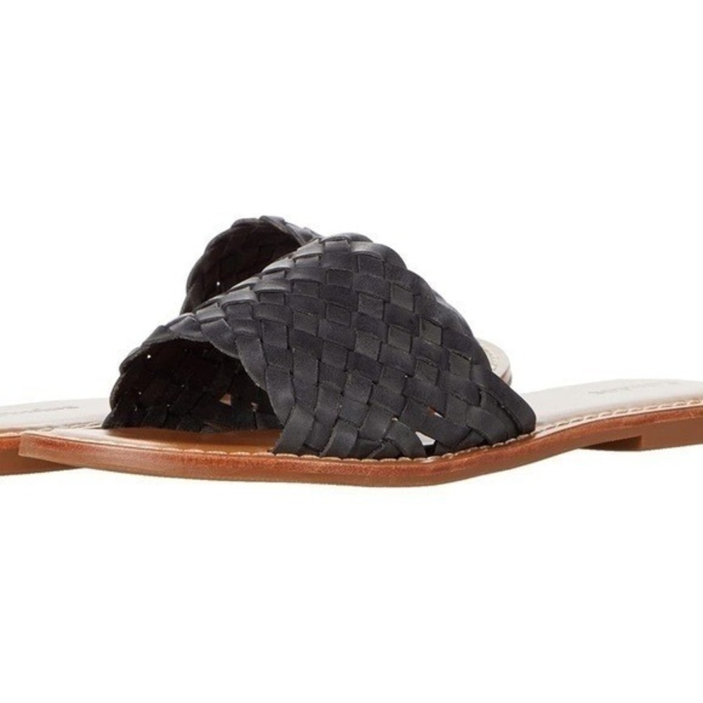 Soludos Women's Rose Woven Sandal 6 Black Slip on Vacation Minimalist Casual